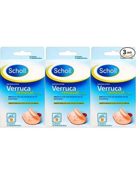 Scholl Verruca Removal Plasters 15 Plasters x 3 Packs