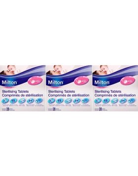 THREE PACKS of Milton Sterilising Tablets 28 Tablets