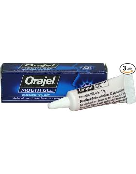 3 x Orajel Mouth Gel - Relief of Mouth Ulcer & Denture Pain