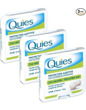 Quies Boules Natural Wax Earplugs 8 Pairs of Earplugs - Pack of 3