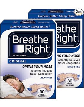 Breathe Right Nasal Strips, Natural, Large, 30 Count, Pack of 2