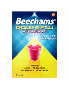 Beechams Cold & Flu Blackcurrant – 5 Sachets