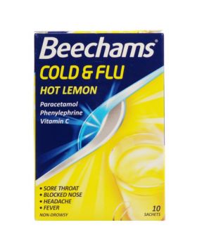 Beechams Cold & Flu Hot Lemon – 10 Sachets