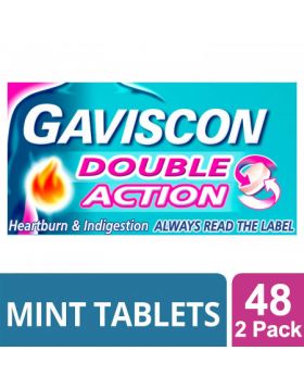 Gaviscon Double Action Chewable Tablets Mint - 48 Tablets (Pack of 2)