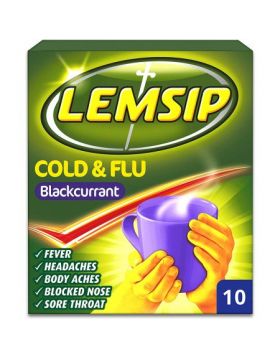 Lemsip Cold & Flu Blackcurrant - 10 Sachets