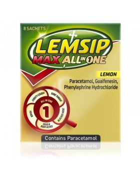 Lemsip Max All in One Cold & Flu Lemon Hot Drink - 8 Sachets