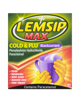 Lemsip Max Cold & Flu Blackcurrant – 10 Sachets