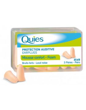 Quies Foam Natural Beige Earplugs - 3 Pairs