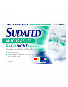 Sudafed Mucus Relief Day & Night Capsules – 16 Capsules