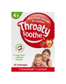 Throaty Soothe Strawberry Sore Throat Lozenges 24 Lozenges